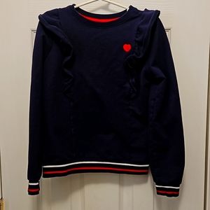 Janie and Jack Navy Blue Long Sleeve Ruffled Sweatshirt